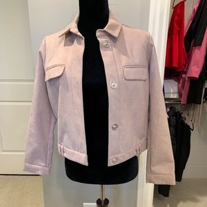 Pink/Nude faux suede crop jacket